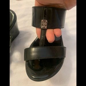 BCBG black wedge heels